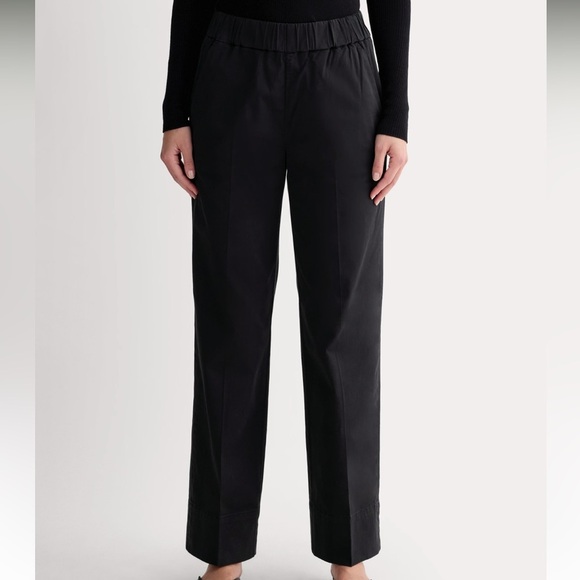Everlane The Easy Pant Cotton Wide-Leg Pull On Elastic Waist Trousers in Black - Picture 3 of 14